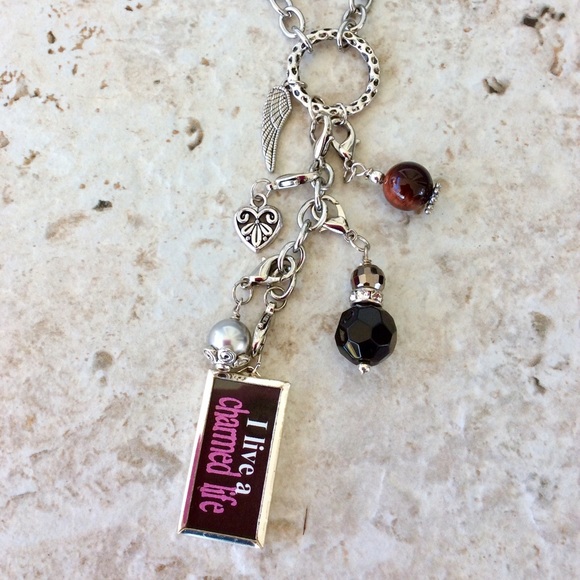 “Live a Charmed Life” Long Silver Charm Necklace - Picture 3 of 3